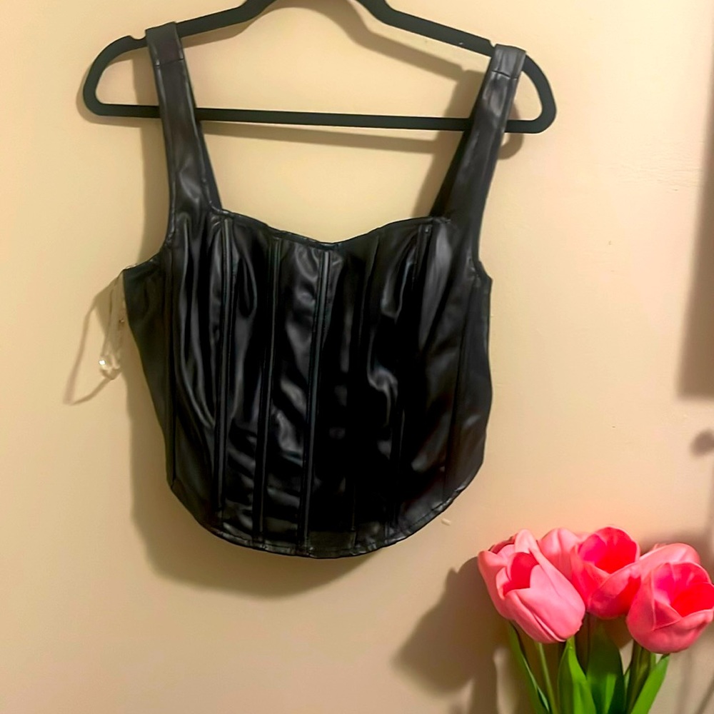 Black Corset Leather Blouse